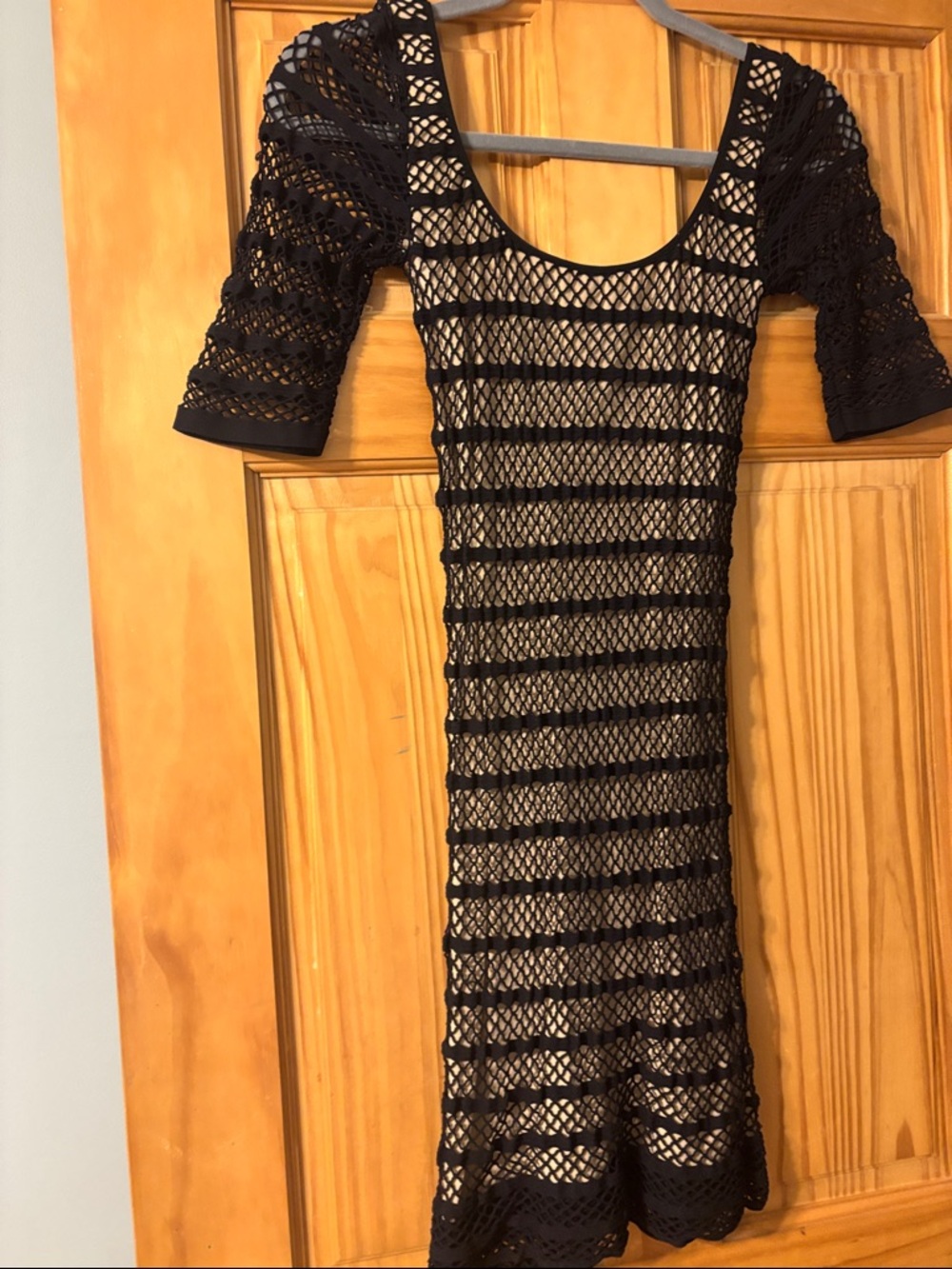 bebe Black Crochet Midi Dress